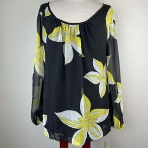 NWT Jonathan Martin Floral Long Sleeve Blouse Top Size M